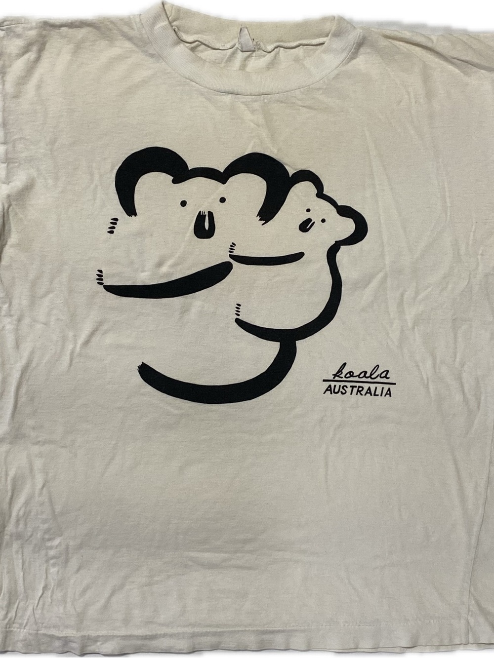 Koala Australia White Graphic Vintage single stitch Tee with Black Print